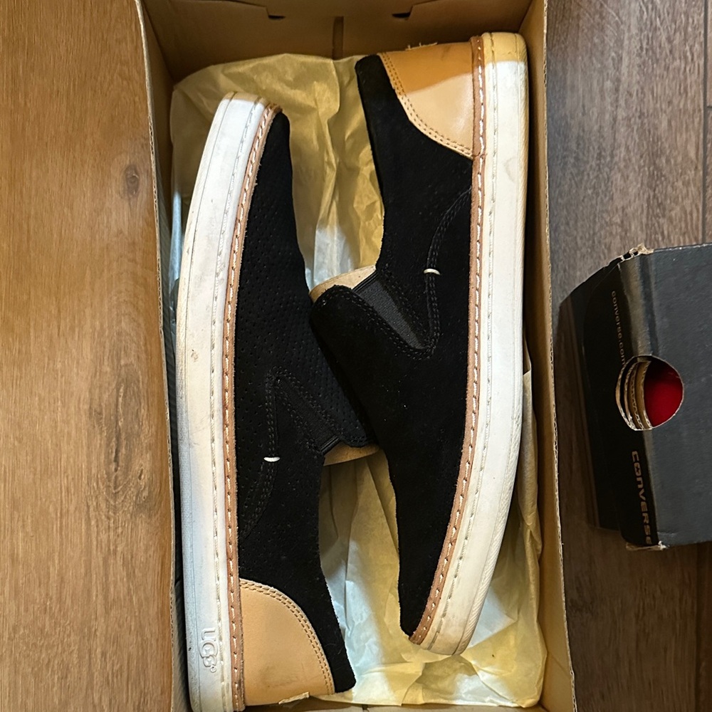 UGG Black and Tan Womens Loafers
